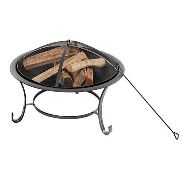 Sun Joe 30-Inch Round Steel Fire Pit w/Dome Screen and Poker SJFP30